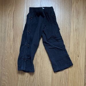 Zara Black Kids' Wide-Leg Bottoms with Bow Details